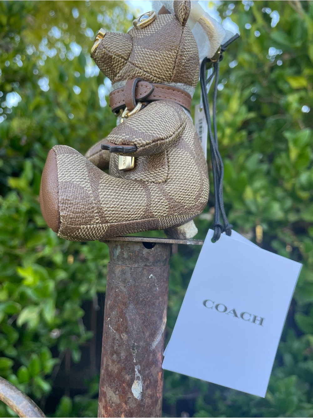 NWT Coach Signature Canvas Collectible Bear Bag Charm CZ195 Sold Out Rare - Picture 3 of 10